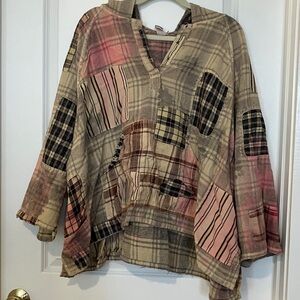 MP Dunes Hooded overshirt — Gorgeous flannel w/ boro stitching